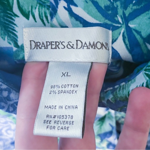 Womens Blue Green Floral Hawaiian Jacket XL Coastal Grandma Core Lagenlook - Picture 3 of 3